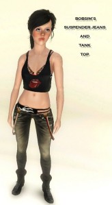 BOBSIM'S SUSPENDER JEANS AND TANK TOP